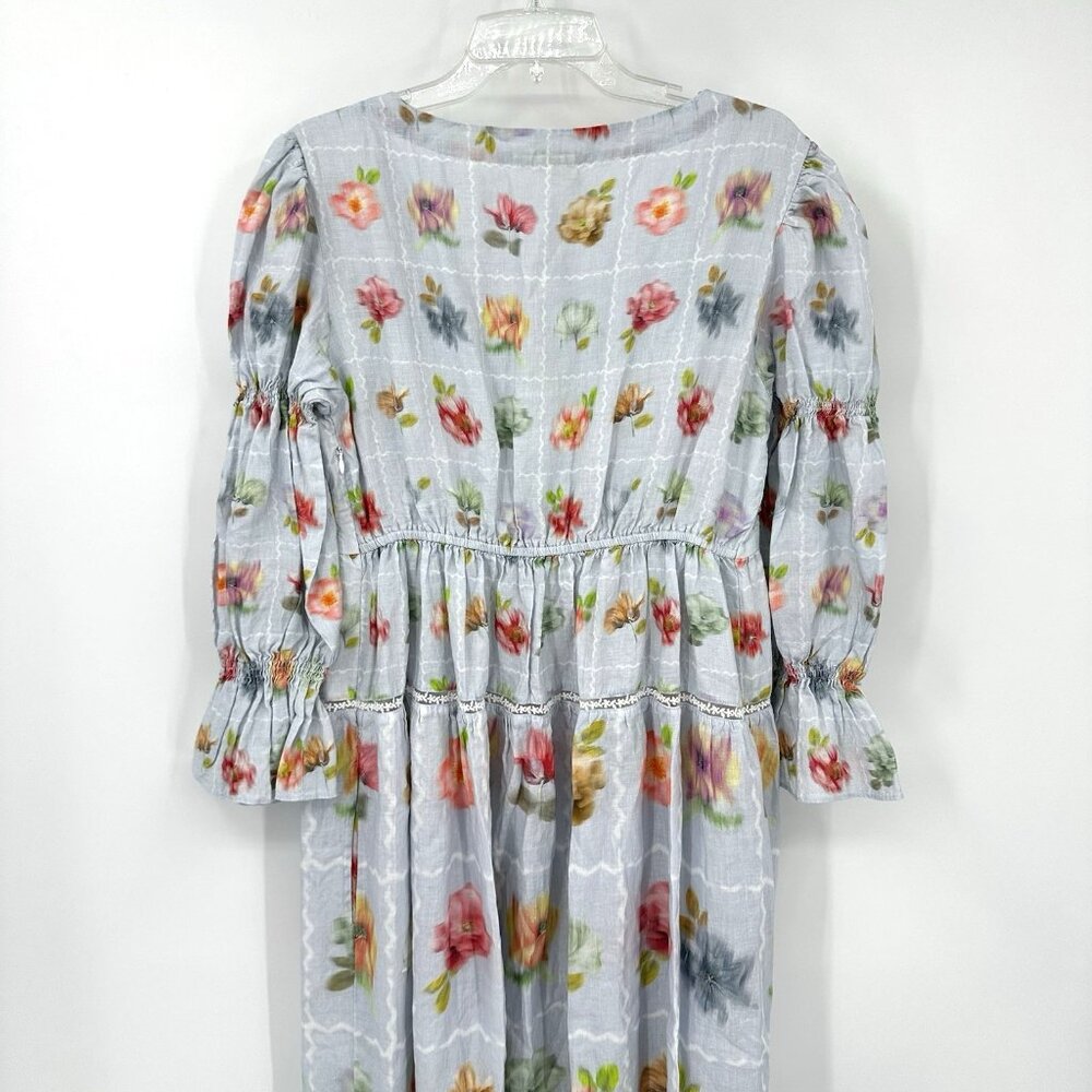 POZRUH maxi dress floral LARGE colorful cottage tiered smocked embroidered - Picture 10 of 16